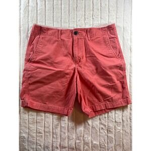 American Eagle Mens Prep Shorts Size 33 Coral Casual Chino‎ Flat Front